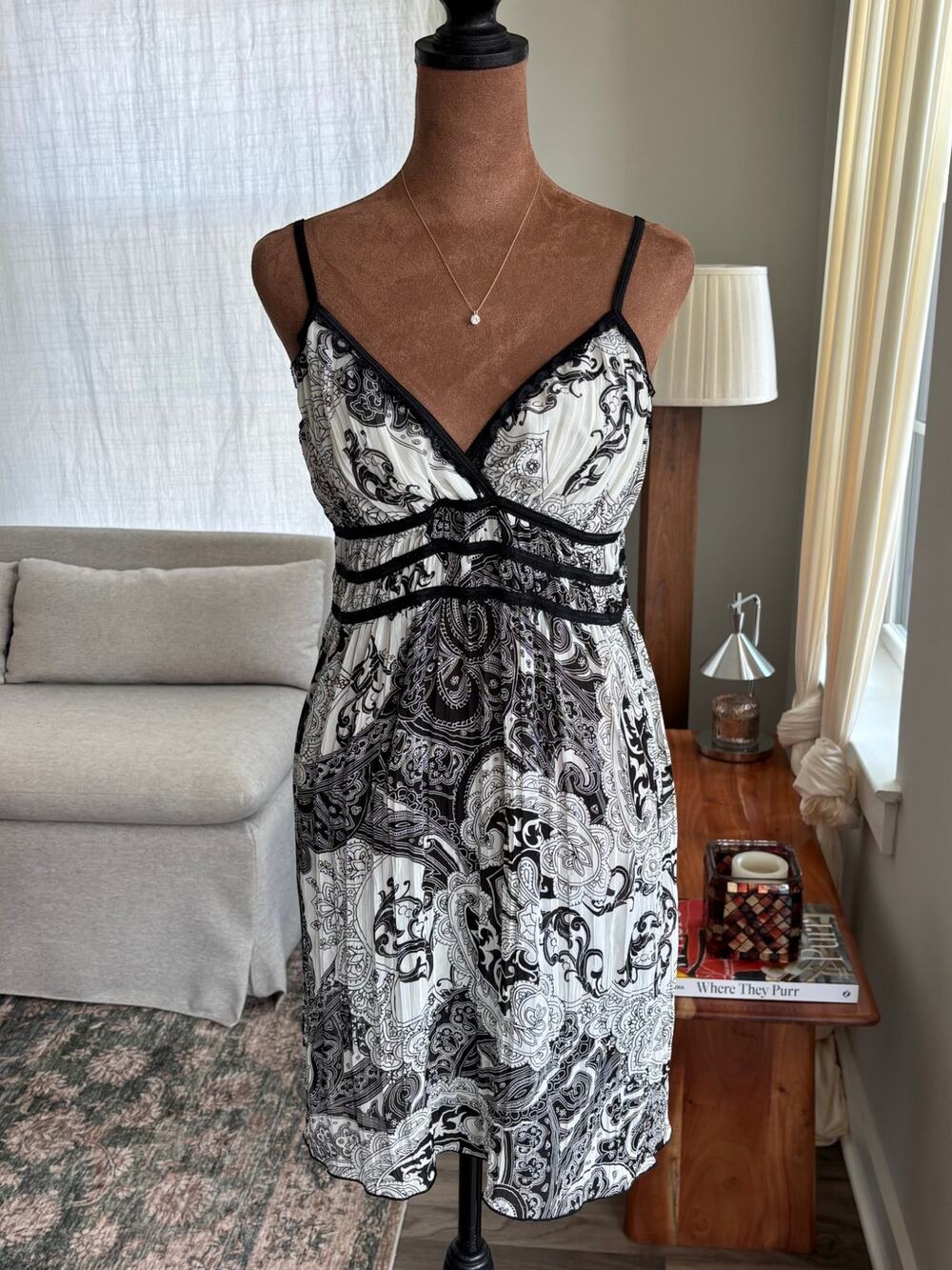 Linea Donatella Paisley Lingerie Slip Dress Girly Whimsy Fairy Boho Summer Large